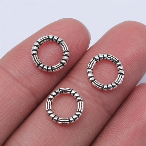 WYSIWYG 40pcs 10x10mm Antique Silver Color Circle Charms Pendant For Jewelry Making DIY Jewelry Findings
