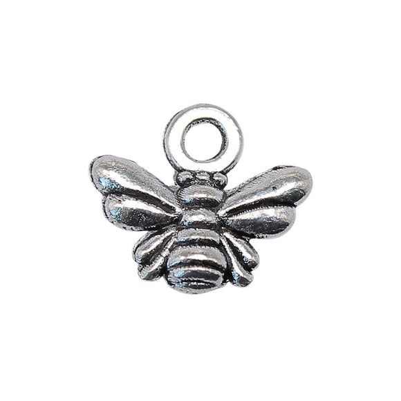 WYSIWYG 40pcs 10x11mm 2 Colors Small Bee Charms Bee Charms For Jewelry Making Honey Bee Charm