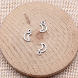 WYSIWYG 40pcs 10x6mm Antique Silver Color Openwork Moon Charms For Jewelry Making