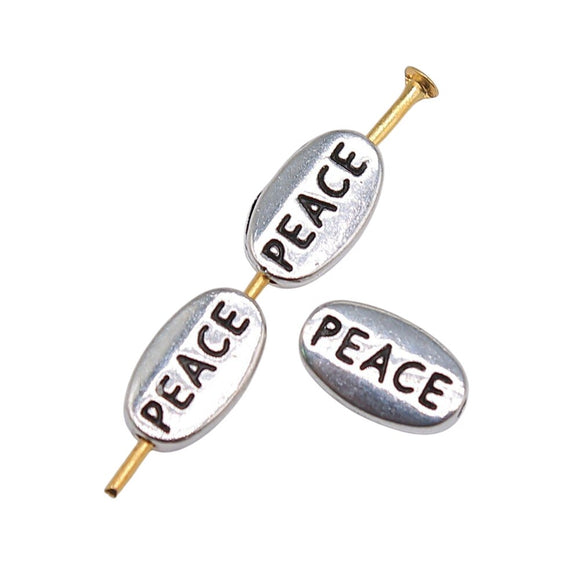 WYSIWYG 40pcs 10x6mm Peace Beads For Jewelry Making Peace Charms European Small Hole Spacer Beads Charm Peace