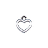 WYSIWYG 40pcs 11x10mm Antique Silver Color Hollow Heart Charms For Jewelry Making
