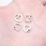 WYSIWYG 40pcs 11x10mm Antique Silver Color Hollow Heart Charms For Jewelry Making
