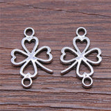 WYSIWYG 40pcs 11x16mm Hollow Lucky Clover Connector Charms For Jewelry Making Antique Silver Color Jewelry Accessories