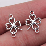 WYSIWYG 40pcs 11x16mm Hollow Lucky Clover Connector Charms For Jewelry Making Antique Silver Color Jewelry Accessories