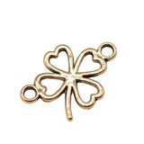 WYSIWYG 40pcs 11x16mm Hollow Lucky Clover Connector Charms For Jewelry Making Antique Silver Color Jewelry Accessories