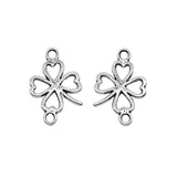 WYSIWYG 40pcs 11x16mm Hollow Lucky Clover Connector Charms For Jewelry Making Antique Silver Color Jewelry Accessories