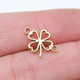 WYSIWYG 40pcs 11x16mm Hollow Lucky Clover Connector Charms For Jewelry Making Antique Silver Color Jewelry Accessories