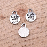 WYSIWYG 40pcs 11x8mm 2 Colors Round Made With Love Charms For Jewelry Making DIY Jewelry Findings