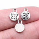 WYSIWYG 40pcs 11x8mm 2 Colors Round Made With Love Charms For Jewelry Making DIY Jewelry Findings