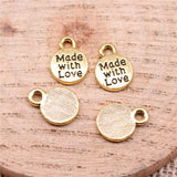 WYSIWYG 40pcs 11x8mm 2 Colors Round Made With Love Charms For Jewelry Making DIY Jewelry Findings