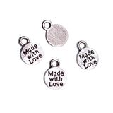 WYSIWYG 40pcs 11x8mm 2 Colors Round Made With Love Charms For Jewelry Making DIY Jewelry Findings