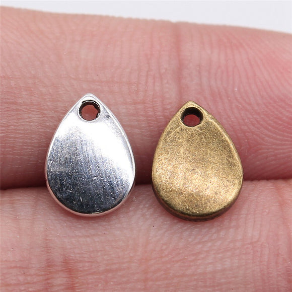 20pcs 11x8mm Pendant Waterdrops Drops Teardrops Charm Pendants For Jewelry Making Antique Silver Color ef3995