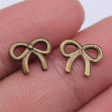 WYSIWYG 40pcs 11x9mm 2 Colors Antique Bronze Small Bow Charm Tiny Bow Charm For Jewelry Making Tiny Bow Charms