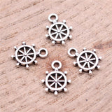WYSIWYG 40pcs 11x9mm Rudder Charms For Jewelry Making DIY Jewelry Findings Antique Silver Color Zinc Alloy Charms Pendant