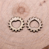WYSIWYG 40pcs 12mm 2 Colors Small Size Machinery Heart Gear Pendant Jewelry Charm Jewelry Steampunk Gear Findings