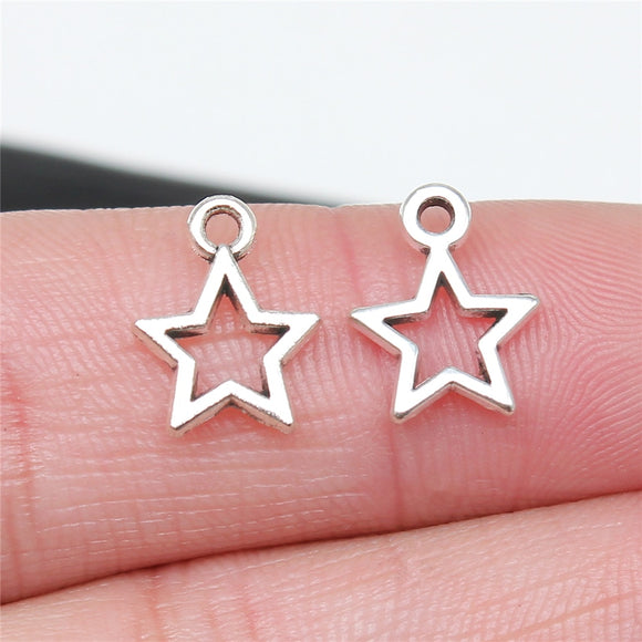 WYSIWYG 40pcs 12mm Antique Silver Color Antique Bronze Cute Star Charms Tiny Star Charms Five-Pointed Star Charms EF3678