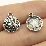WYSIWYG 40pcs 12mm Sand Dollar Charm Pendants For Jewelry Making Antique Silver Color Sand Dollar Pendants Charm