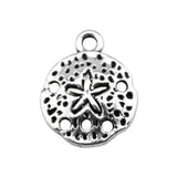 WYSIWYG 40pcs 12mm Sand Dollar Charm Pendants For Jewelry Making Antique Silver Color Sand Dollar Pendants Charm