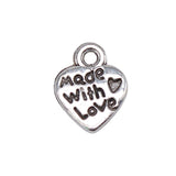 WYSIWYG 40pcs 12x10mm Charms Heart Made With Love Antique Bronze Color Antique Silver Color Jewelry Making DIY Handmade Craft