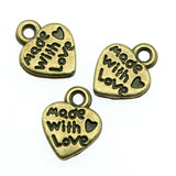 WYSIWYG 40pcs 12x10mm Charms Heart Made With Love Antique Bronze Color Antique Silver Color Jewelry Making DIY Handmade Craft