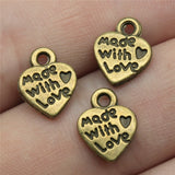 WYSIWYG 40pcs 12x10mm Charms Heart Made With Love Antique Bronze Color Antique Silver Color Jewelry Making DIY Handmade Craft