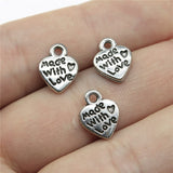 WYSIWYG 40pcs 12x10mm Charms Heart Made With Love Antique Bronze Color Antique Silver Color Jewelry Making DIY Handmade Craft