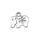 WYSIWYG 40pcs 12x11mm Charms Flower Elephant Charms For Jewelry Making DIY Jewelry Findings Antique Silver Color Alloy Charms