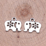 WYSIWYG 40pcs 12x11mm Charms Flower Elephant Charms For Jewelry Making DIY Jewelry Findings Antique Silver Color Alloy Charms