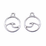 WYSIWYG 40pcs 12x12mm Antique Silver Color Antique Bronze Color Waves Charms Pendant For Jewelry Making DIY Jewelry Findings EF3826