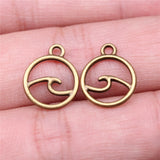WYSIWYG 40pcs 12x12mm Antique Silver Color Antique Bronze Color Waves Charms Pendant For Jewelry Making DIY Jewelry Findings EF3826