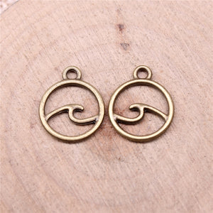 WYSIWYG 40pcs 12x12mm Antique Silver Color Antique Bronze Color Waves Charms Pendant For Jewelry Making DIY Jewelry Findings EF3826