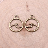 WYSIWYG 40pcs 12x12mm Antique Silver Color Antique Bronze Color Waves Charms Pendant For Jewelry Making DIY Jewelry Findings EF3826