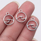 WYSIWYG 40pcs 12x12mm Antique Silver Color Antique Bronze Color Waves Charms Pendant For Jewelry Making DIY Jewelry Findings EF3826
