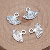 WYSIWYG 40pcs 12x14mm Antique Silver Color Fan Charms Pendant For DIY Jewelry Making Handmade Jewelry Craft Findings