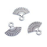 WYSIWYG 40pcs 12x14mm Antique Silver Color Fan Charms Pendant For DIY Jewelry Making Handmade Jewelry Craft Findings
