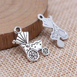 WYSIWYG 40pcs 12x19mm Antique Silver Color Baby Carriage Charms Pendant For DIY Jewelry Making Handmade Jewelry Craft Findings