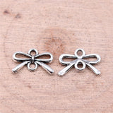 WYSIWYG 40pcs 12x8mm Bow-Knot Connector Charms Antique Silver Color For DIY Jewelry Making Zinc Alloy Charms Jewelry Findings