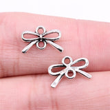 WYSIWYG 40pcs 12x8mm Bow-Knot Connector Charms Antique Silver Color For DIY Jewelry Making Zinc Alloy Charms Jewelry Findings