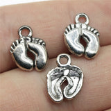 WYSIWYG 40pcs 13x10mm 3 Colors Charms Baby Feet Charms Little Feet Charm Feet