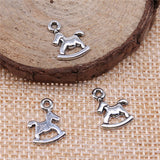 WYSIWYG 40pcs 13x10mm Antique Silver Color Rocking Horse Charm DIY Trojan Horse Charm Small Horse Charm