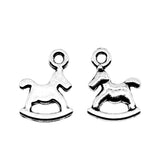 WYSIWYG 40pcs 13x10mm Antique Silver Color Rocking Horse Charm DIY Trojan Horse Charm Small Horse Charm