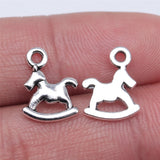 WYSIWYG 40pcs 13x10mm Antique Silver Color Rocking Horse Charm DIY Trojan Horse Charm Small Horse Charm