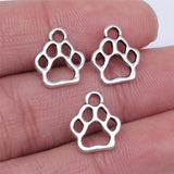 WYSIWYG 40pcs 13x11mm Charms Dog Paw Tibetan Bronze Silver Color Pendants Antique Jewelry Making DIY Handmade Craft