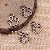 WYSIWYG 40pcs 13x11mm Charms Dog Paw Tibetan Bronze Silver Color Pendants Antique Jewelry Making DIY Handmade Craft