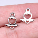 WYSIWYG 40pcs 13x12mm Angel Charms For DIY Jewelry Making Antique Silver Color Zinc Alloy Charms Pendant Jewelry Findings