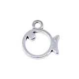WYSIWYG 40pcs 13x12mm Antique Silver Color Simple Strokes Of Small Fish Charms For Jewelry Making