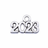WYSIWYG 40pcs 14x10mm Antique Silver Color 2023 Number Charms Pendant For Jewelry Making DIY Jewelry Findings
