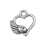 WYSIWYG 40pcs 14x12mm Charms Angel Winged Flying Heart Tibetan Silver Color Pendants Antique Jewelry Making DIY Handmade