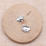 WYSIWYG 40pcs 14x13mm Antique Silver Color Piglet Charms For Jewelry Making