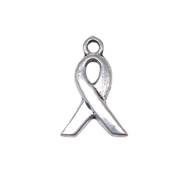 WYSIWYG 40pcs 14x9mm Cancer Ribbon Charms Awareness Ribbon Charms Small Ribbon Charms For Jewelry Making